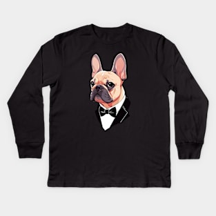 Formal Bow Tie Tan French Bulldog Kids Long Sleeve T-Shirt